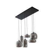Lindby Hänglampa Marla, 6 lampor, glas, rökgrå