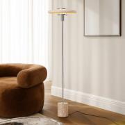 Lindby golvlampa Branford, retro, beige, metall/travertin