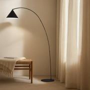 Lindby båglampa Triangolo, svart, höjd 195 cm, metall E27