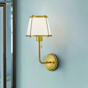 HINKLEY Vägglampa Clarke 1, mässing/beige, linne, stål
