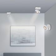 PURE LED-taklampa Oculis, vit, Ø 15 cm, järn/glas