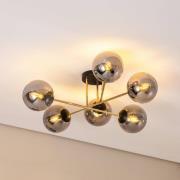 Euluna Taklampa Glassy, 6 lampor, svart/guld/grafit