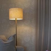 PR Home Golvlampa Amy, gul/guld, höjd 150 cm, textil, E27