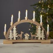 STAR TRADING LED-adventsstake Fauna, ljust och mörkt trä
