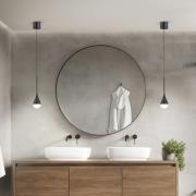 Helestra LED-pendellampa DUC, svart, IP44, Ø 7 cm