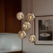 Lindby taklampa Valentina, glas, rökgrå, rund, 5-ljus.