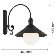Argon Utomhusvägglampa Enduro, svart, stål, glas, IP44, E27