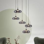 SCHÖNER WOHNEN LED-hänglampa Posh 5 lampor, rökfärgat glas, 3 000 K
