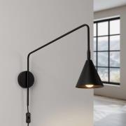 SOLLUX LIGHTING Vägglampa LYS, svart, Ø 14 cm, metall, stickkontakt, E...