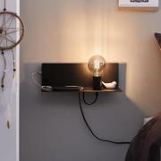 Paulmann vägglampa Devara, svart 40 cm E27 USB-port