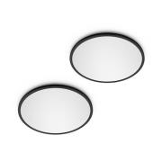 Philips LED SuperSlim 2-pack svart IP44 Ø 25 cm 2 700 K