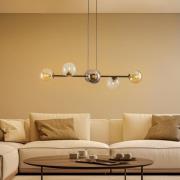 EMIBIG LIGHTING Hänglampa Glassy, 6 lampor, grafit/amber/klar, glas, 1...