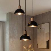 EMIBIG LIGHTING Seco pendellampa, Ø 30 cm, svart, metall/trä, 3 lampor...