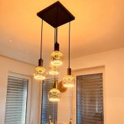 SEGULA hänglampa Madox Square 5X Wave, svart, stål, E27