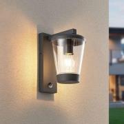 Trio Lighting Sensor-utomhusvägglampa CAVADO, antracit, höjd 28 cm, IP...