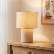 Lindby bordslampa Elfie, Ø 23 cm, beige, linne, E27