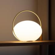 UMAGE LED-batteridriven bordslampa Orbit, vit/mässing, IP44, CCT