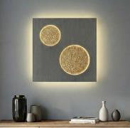 Lucande LED-vägglampa Delin, grå/guld, 55 x 55 cm, stegvis dimbar