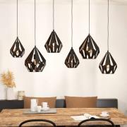 EGLO Hänglampa Carlton 1, 6 lampor, svart/koppar