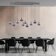 PURE LED-pendellampa E-Infinity grå/rökgrå 198 cm, 10 lampor