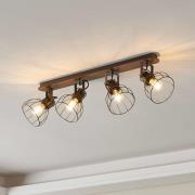 EGLO Taklampa Sambatello, 4 lampor, brun/silver