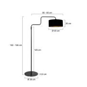 Steinhauer Golvlampa Bloeba, svart-guldfärgad, höjd 165 cm, chintz