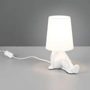 Reality Leuchten Bordslampa Huma, vit, höjd 25 cm, textil/keramik, E14