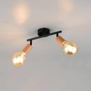 Reality Leuchten Taklampa Lamego, svart, längd 35 cm, 2 lampor, metall