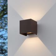 EGLO LED-utomhusvägglampa Calpino 3 rostfärgad, bredd 10 cm, 2 lampor.