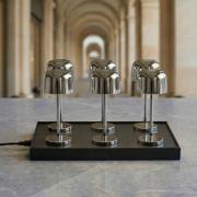 Lucande LED-batteridriven bordslampa Quill, krom, 6-pack, laddningssta...