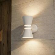 Lucande LED-utomhusvägglampa Meravi, vit, 2 lampor, IP44