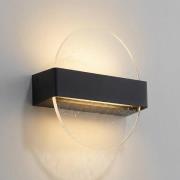 Lucande LED-vägglampa Narkelo, svart/klar, CCT, IP44