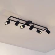 Lindby takspotlight Bravius, svart, 6 lampor, järn