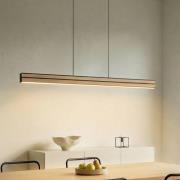 Quitani LED-hänglampa Lisene, ek/svart CCT 117 cm, dimbar