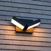 LUTEC LED-utomhusvägglampa TWISTO, mörkgrå, bredd 15 cm, IP65