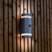 LUTEC FOCUS ROUND sensorförsedd utomhusvägglampa, mörkgrå, 2 x GU10 IP...