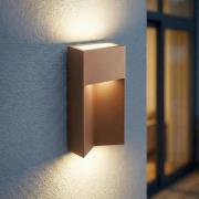 Lucande LED-utomhusvägglampa Kaholo, brun, CCT, IP44