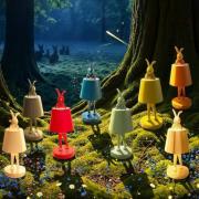 Kare LED-batteridriven bordslampa Animal Rabbit, petrol, IP44, 29 cm