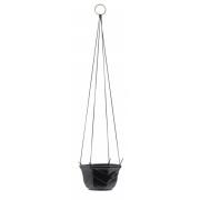 Nordal - POT for hanging, black w. leather string