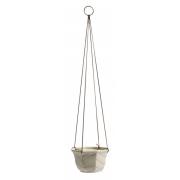 Nordal - POT for hanging, beige w. leather string