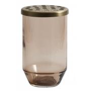 Nordal - OAHU glass vase w/ lid, dusty brown, S