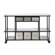 Nordal - CHEF iron console, black, grey marble