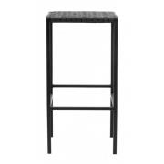 Nordal - Bar stool w/black leather weaving, metal