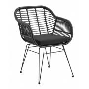 Nordal - Garden chair w/armrest & cushion, black