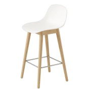 Muuto, Fiber barstol låg Wood Base - 65 cm - Natural White