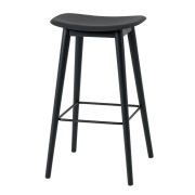 Muuto, Fiber barpall hög Wood Base - 75 cm - Black/Anthracite Black