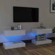 vidaXL TV-bänk med LED-belysning 2 st vit högglans 60x35 cm