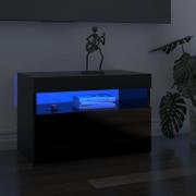 vidaXL TV-bänk med LED-belysning svart högglans 60x35x40 cm