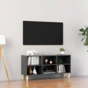 vidaXL TV-bänk med massiva ben grå högglans 103,5x30x50 cm