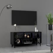 vidaXL TV-bänk med metallben svart högglans 103,5x30x50 cm